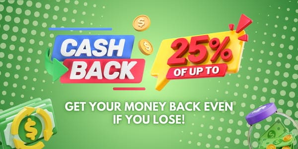 Promotional banner artwork showing a cashback counter resetting at midnight